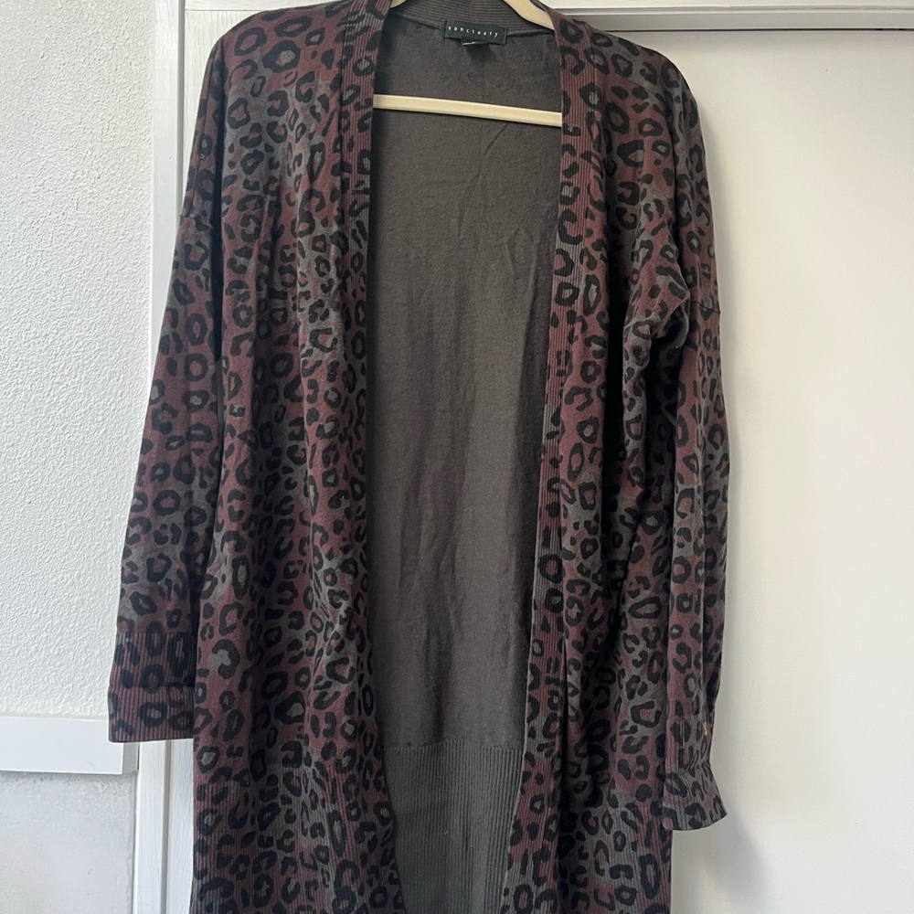 Sanctuary Animal Print Cardigan - Black and Brown